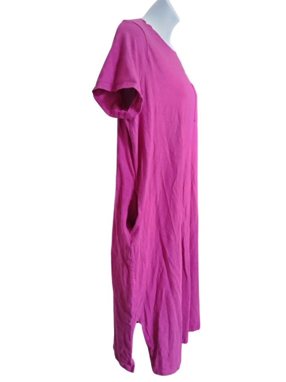 Terra & Sky Plus Size 2X Dress T-Shirt Style Fuchsia Pockets Relaxed Fit Casual - Picture 3 of 8